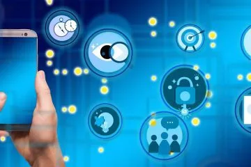 Marketing digital electoral: Estrategias y todo lo que debes saber póster azul con iconos